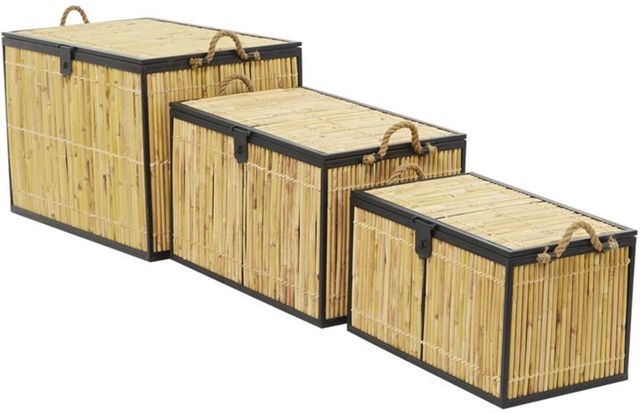 Deco Marche 3-Piece Light Brown Nesting Trunk Set-0