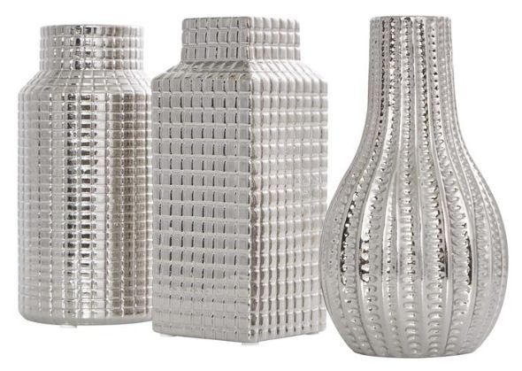 Deco Marche 3-Piece Silver Vase Set-1