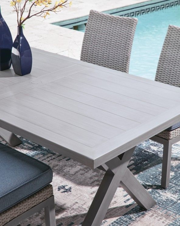 Signature Design by Ashley® Dillon Beach Gray Aluminum Outdoor Dining Table-4