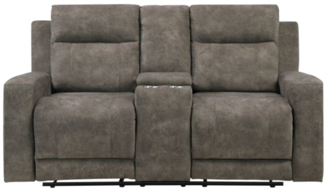 Homelegance® Muncie Brown Double Manual Reclining Loveseat with Center Console-2