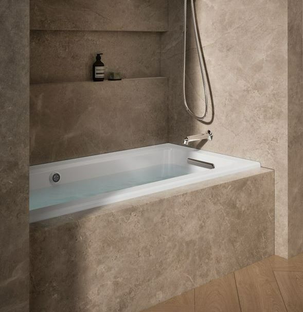 KOHLER® Archer® White 60" x 30" Alcove Heated BubbleMassage™ Air Bath - Right Drain-1