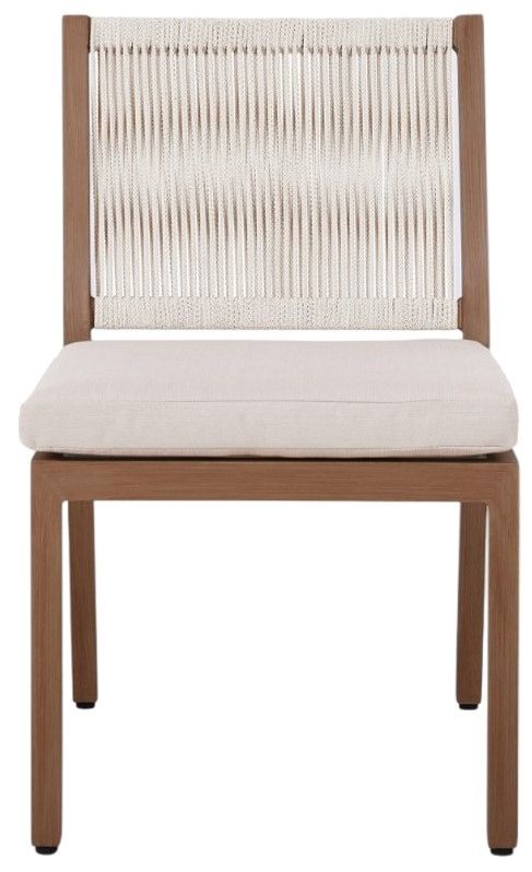 Meridian Furniture Maui Brown/Cream Aluminum Outdoor Dining Side Chair-1