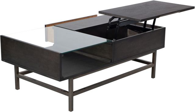 Magnussen Home® Fulton Smoke Glass Lift Top Cocktail Table with Smoke Anthracite Base-0