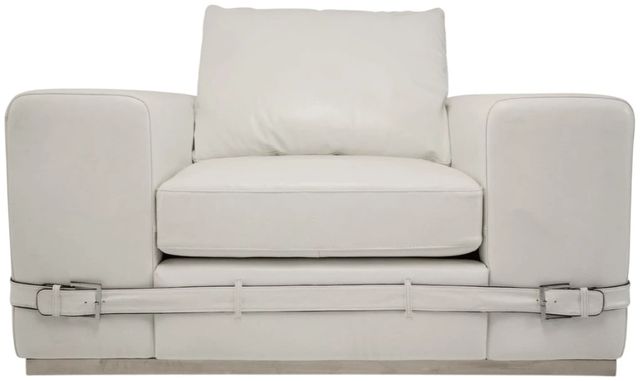 Michael Amini® Mia Bella Cream/Stainless Steel Leather Chair-1