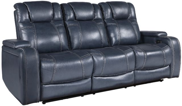 Homelegance® Keziah Blue Double Power Reclining Sofa with Power Headrests and Storage Arms-0