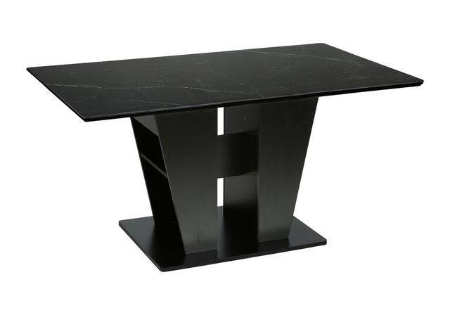 Monarch Specialties Inc. Dark Grey 36" x 60" Stone Top Dining Table with Black Laminate Base-0