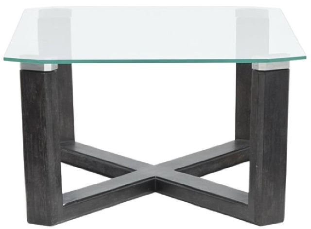Magnussen Home® Wexler Black Truffle Cocktail Table with Clear Glass Top-3