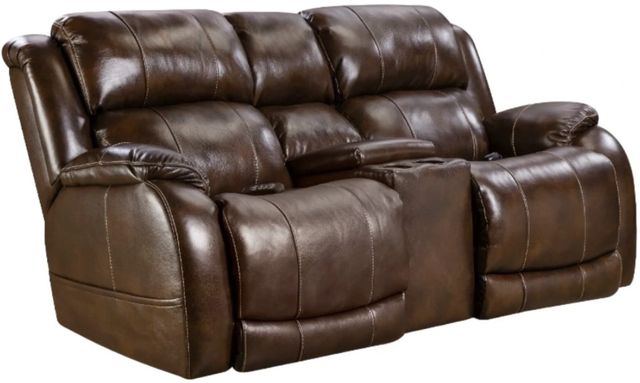 HomeStretch Palmer Walnut Power Reclining Loveseat with Console-0