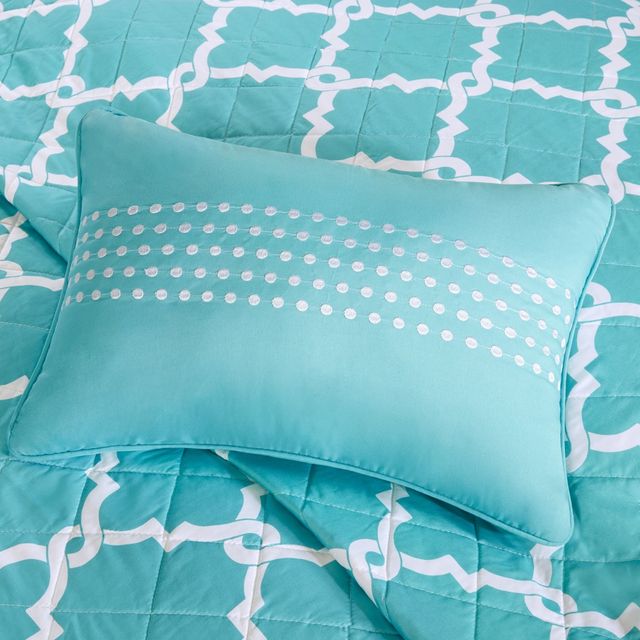 Olliix by Madison Park Essentials Merritt 4 Piece Aqua Full/Queen Reversible Coverlet Set-4
