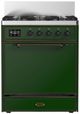 Ilve® Majestic III 30" Emerald Green Pro Style Dual Fuel Liquid Propane Range with Solid Door and Burnished Trim-0