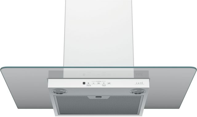 Café™ 30" Matte White Wall Mount Glass Canopy Chimney Hood-1
