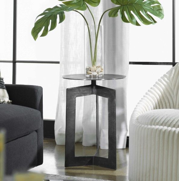 Uttermost® Deltoid Gunmetal Accent Table-1