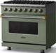 Viking® 5 Series 36" Eucalyptus Pro Style Dual Fuel (NG) Range with Brushed Brass Trim-3