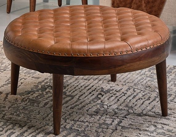 Jaipur Furniture Chaney Brown Round Ottoman-0