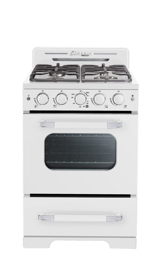 Unique® Appliances Classic Retro 24" Marshmallow White Freestanding Natural Gas Range-0