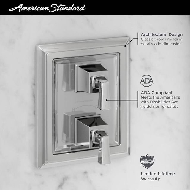 American Standard Town Square® S Polished Chrome Two-Handle Thermostat Shower Valve Trim Kit-3