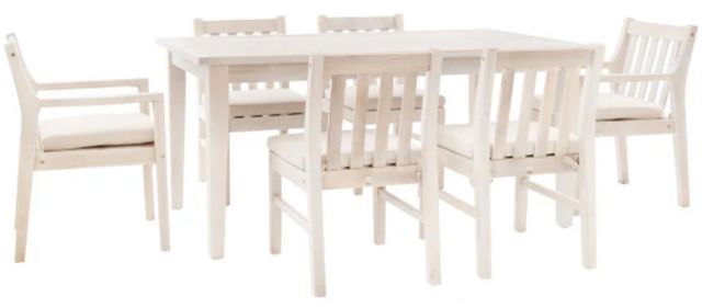 Linon Svana 7-Piece Natural Fabric/Wood Outdoor Dining Set-0