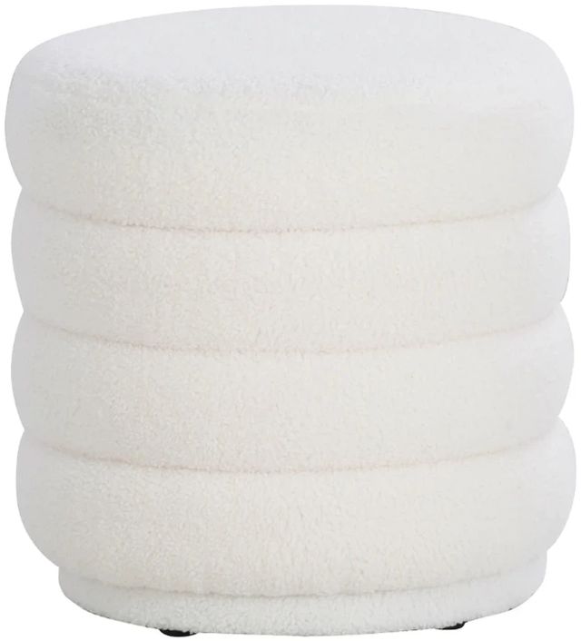 Linon Kathy White Sherpa Round Ottoman-0