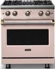 Viking® 5 Series 30" Blush Pro Style Gas (LP) Range with Brushed Brass Trim-0