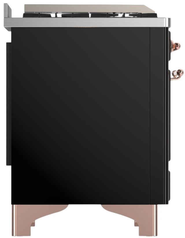 Ilve® Majestic III 40" Glossy Black Pro Style Dual Fuel Liquid Propane Range with Triple Glass Door and Copper Trim-3