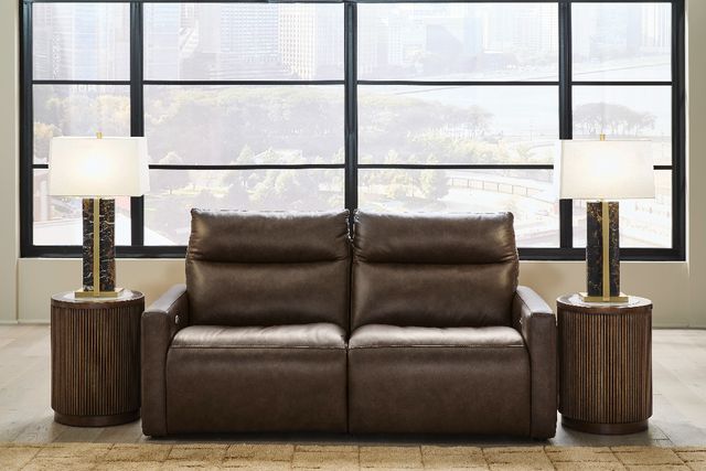 Benchcraft® ModZ 2-Piece Chocolate Small Spaced Power Reclining Sectional Loveseat-1