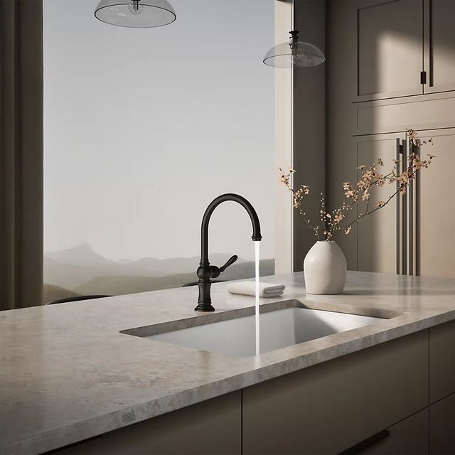 KOHLER® Artifacts® Matte Black Single-Handle Kitchen Sink Faucet-3