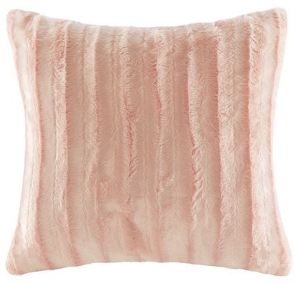 Olliix by Madison Park Duke Blush Faux Fur Square Pillow-0