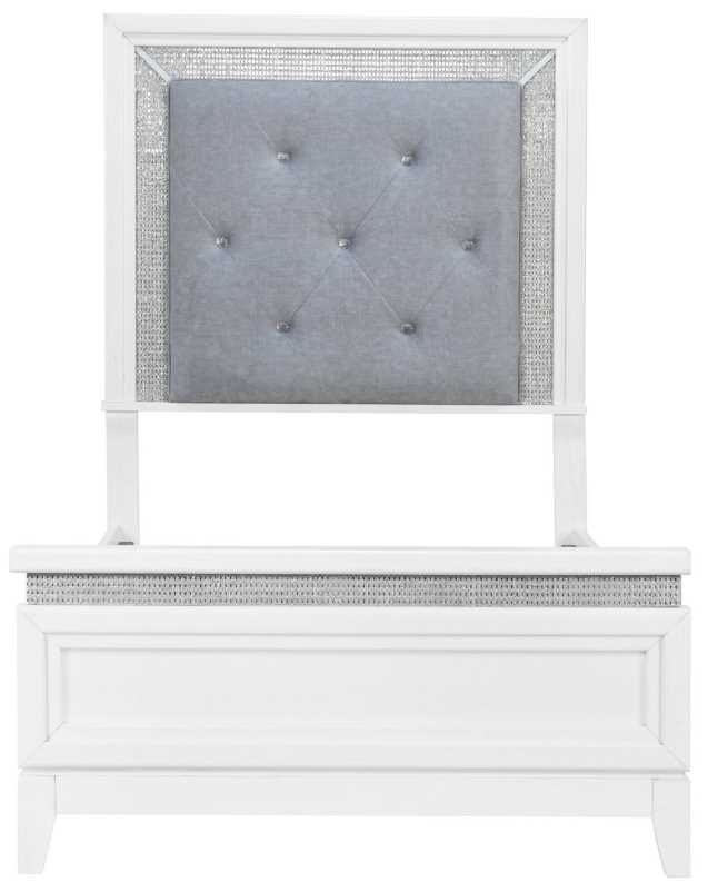 Liberty Furniture Reflections Gray/Pearl White/Rhinestone Twin Youth Upholstered Panel Bed-2