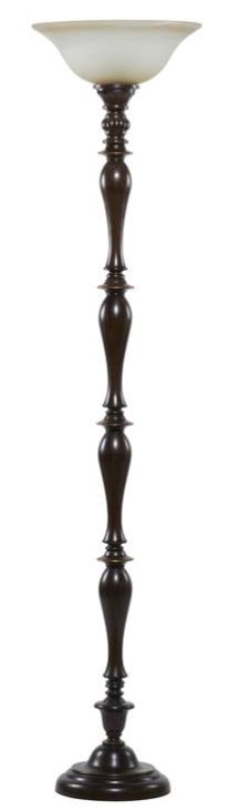 Deco Marche Brown Turned Torchiere Floor Lamp-1