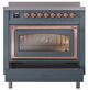 Ilve® Nostalgie II Noblesse 36'' Blue Gray Pro Style Induction Range with Copper Trim-3