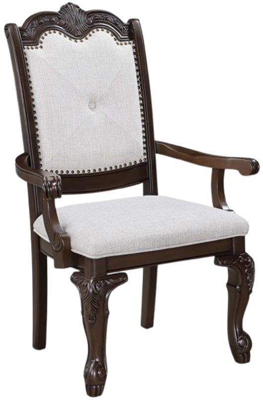 Crown Mark Kiera Coffee Brown Upholstered Dining Arm Chair-0