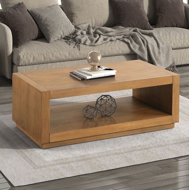 Furniture of America® Dothan Medium Oak Coffee Table-1