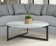 Armen Living Krike White Flow Gold Glass Top Coffee Table with Black Base-1