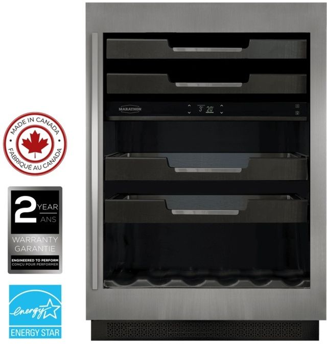 Marathon M4 Series 24” 5.3 Cu. Ft. Stainless Steel Built-In Dual Zone Wine Cooler-2