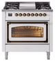 Ilve® Nostalgie II Noblesse 36'' White Pro Style Dual Fuel Range with Burnished Trim-0