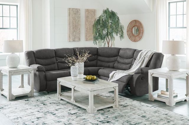 Signature Design by Ashley® Partymate 2-Piece Slate Manual Reclining L-Shape Sectional-2