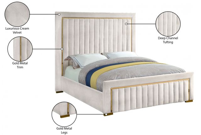 Meridian Furniture Dolce Cream Queen Upholstered Panel Bed-3