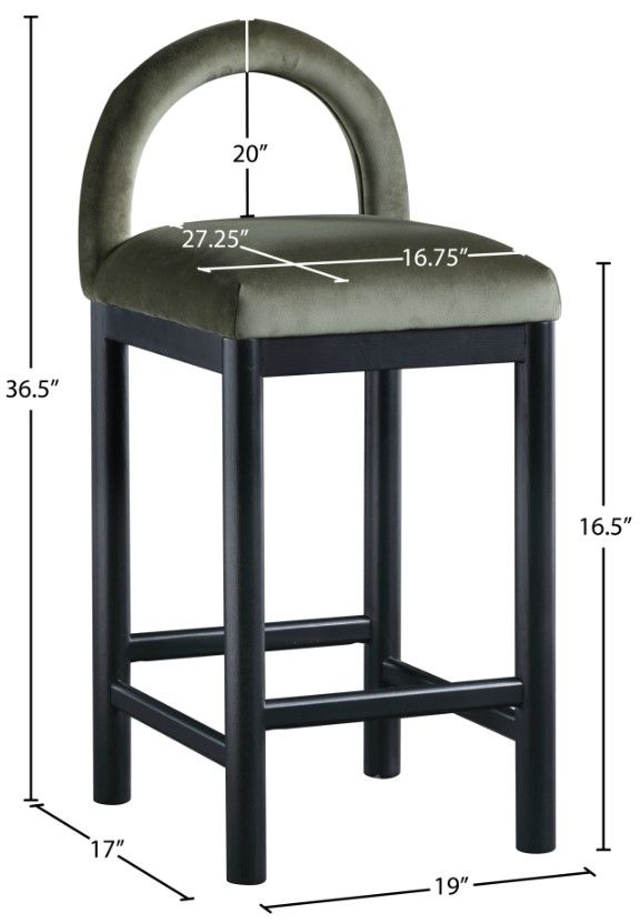 Meridian Furniture Conrad Black/Green Upholstered Counter Stool-2