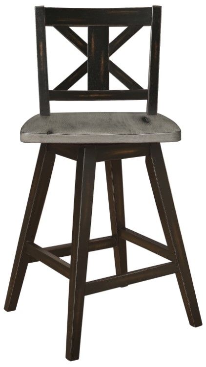 Homelegance® Amsonia Distressed Gray/Black Swivel Counter Height Chair-3