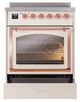 Ilve® Nostalgie II Noblesse 30'' Antique White Pro Style Induction Range with Copper Trim-3