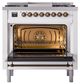 Ilve® Nostalgie II Noblesse 36'' White Pro Style Dual Fuel Range with Burnished Trim-2