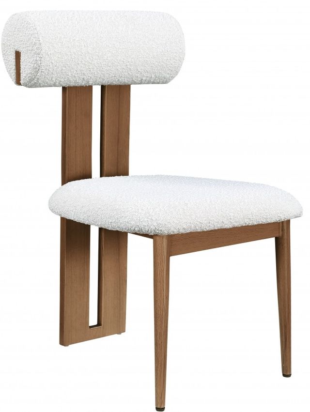Meridian Furniture Dario Cream/Walnut Boucle Upholstered Dining Chair-0