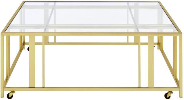 Coaster® Adri Glass Top Coffee Table with Matte Brass Base-1
