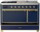 Ilve® Majestic III 48" Midnight Blue Pro Style Dual Fuel Liquid Propane Range with French Top and Brass Trim-2