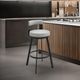 Armen Living Flynn Black/Light Gray Swivel Counter Stool-1