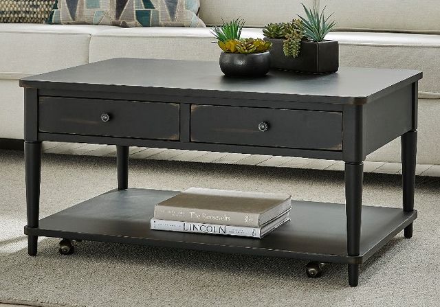 Null Furniture Expressions Rubbed Black Rectangular Cocktail Table -3