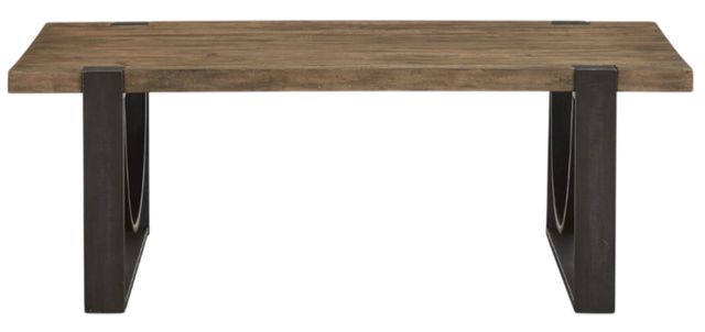 Magnussen Home® Bowden Rustic Honey Cocktail Table with Black Metal Base-2