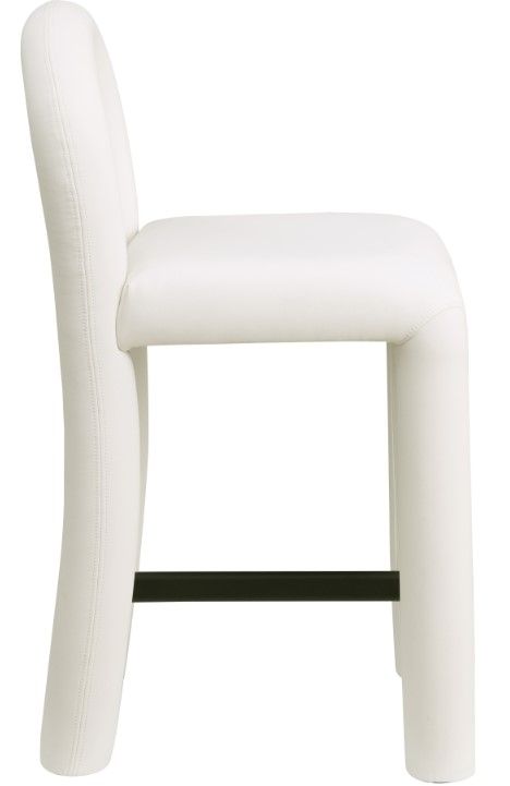 Meridian Furniture Amari Cream Leather Upholstered Counter Stool-2