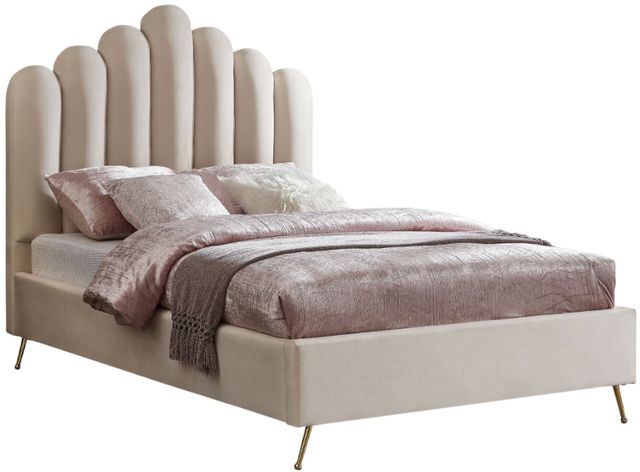 Meridian Furniture Lily Cream King Upholstered Panel Bed-0