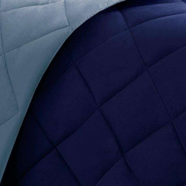 Olliix by Madison Park Essentials Larkspur Light Blue and Navy Full/Queen 3M Scotchgard Reversible Down Alternative Comforter Set-3